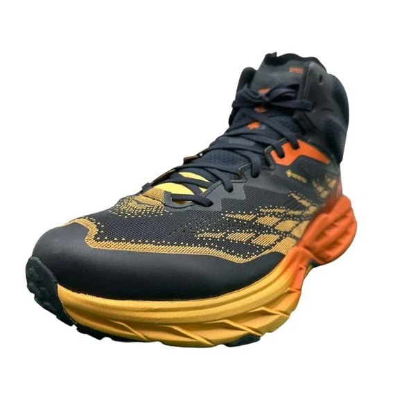 Size 11.5 M - Hoka One One HOKA Speedgoat 5 GORE-TEX Mid Gray Orange Yellow NEW